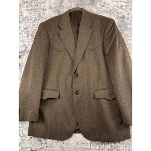 Vtg Circle S Western Rockability Blazer Men 42R Brown Speckled Sport Coat Jacket